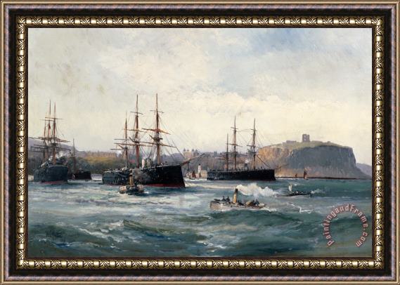 William Lionel Wyllie The Channel Fleet off Scarborough Framed Painting
