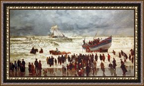 Lionel Walden Framed Paintings - The Lifeboat by William Lionel Wyllie