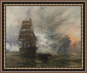 Lionel Walden Framed Paintings - The Phantom Ship by William Lionel Wyllie