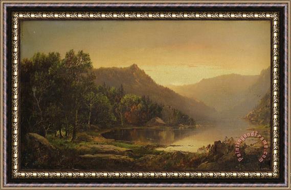 William Louis Sonntag New England Mountain Lake at Sunrise Framed Painting