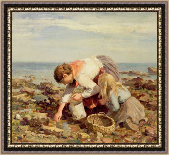 William Marshall Brown Collecting Shells Framed Painting