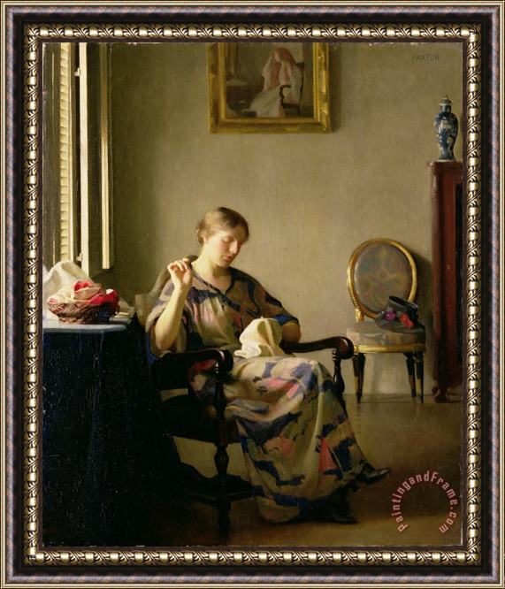 William McGregor Paxton Woman Sewing Framed Print