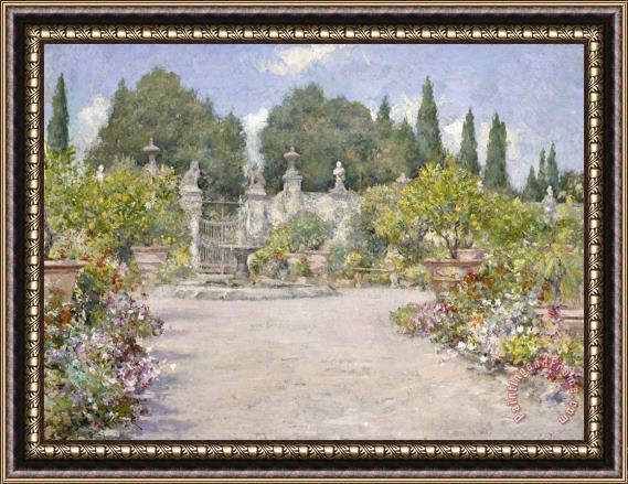 William Merritt Chase An Italian Garden Framed Painting