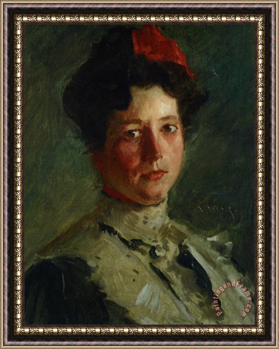 William Merritt Chase Portrait of Martha Walter Framed Painting