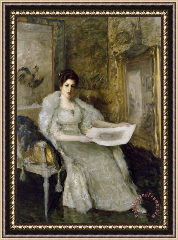 William Merritt Chase Portrait of Susan Watkins Framed Painting