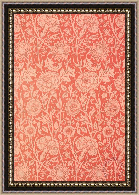 William Morris Pink And Rose Wallpaper Design Framed Print