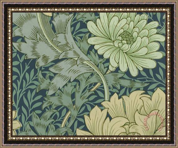 William Morris Wallpaper Sample with Chrysanthemum Framed Painting