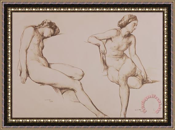 William Mulready Sepia Drawing of Nude Woman Framed Print