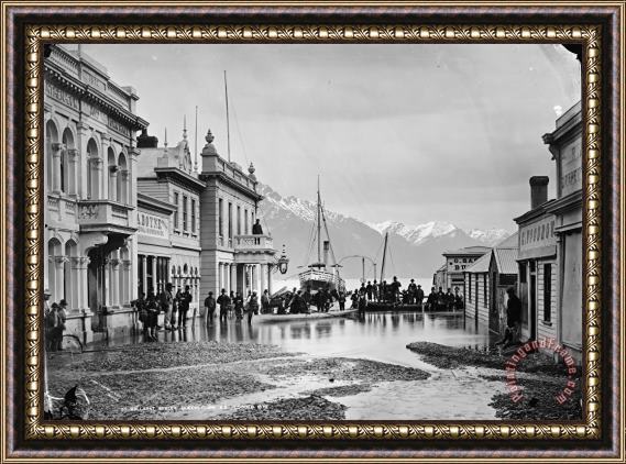 William P. Hart Ballarat Street, Queenstown, Nz, Flooded 1878 Framed Painting