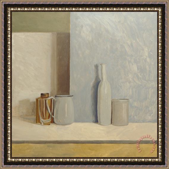 William Packer Pale Grey And Blue Framed Painting