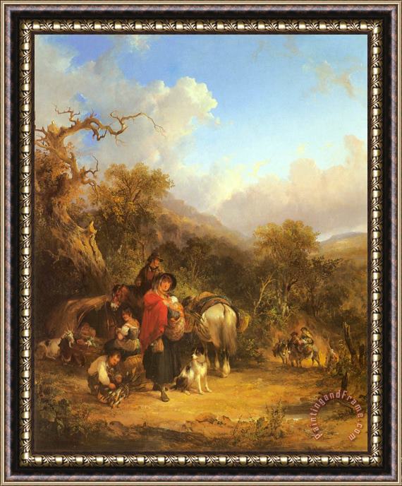 William Shayer, Snr A Rest by The Roadside Framed Print
