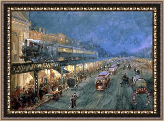 William Sonntag The Bowery at Night Framed Painting