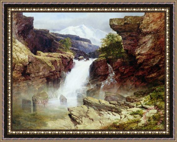 William West A Rocky Torrent Framed Painting