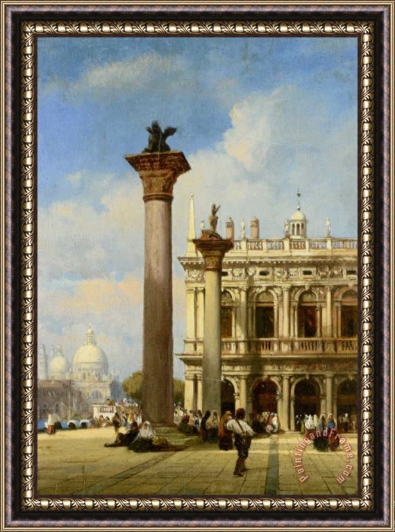 William Wilde Figures in St Marks Square Venice Framed Print