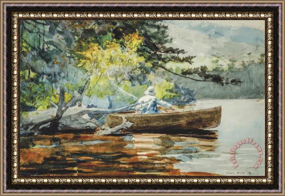 Winslow Homer A Good One, Adirondacks Framed Painting