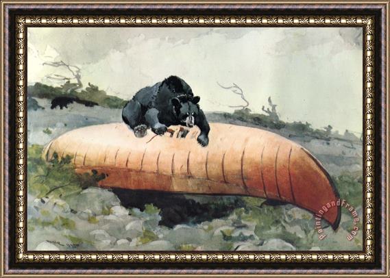 Winslow Homer Bear And Canoe Framed Painting