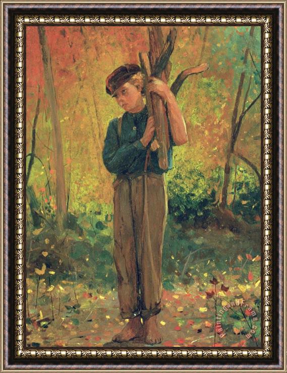 Winslow Homer Boy Holding Logs Framed Painting