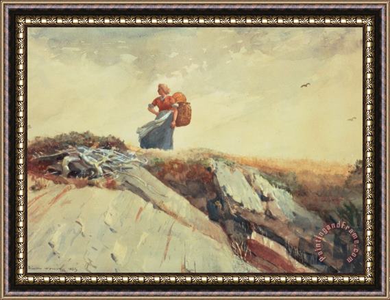 Winslow Homer Down The Cliff Framed Painting