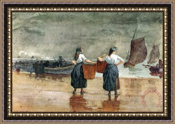 Winslow Homer Fisher Girls on The Beach, Tynemouth Framed Print