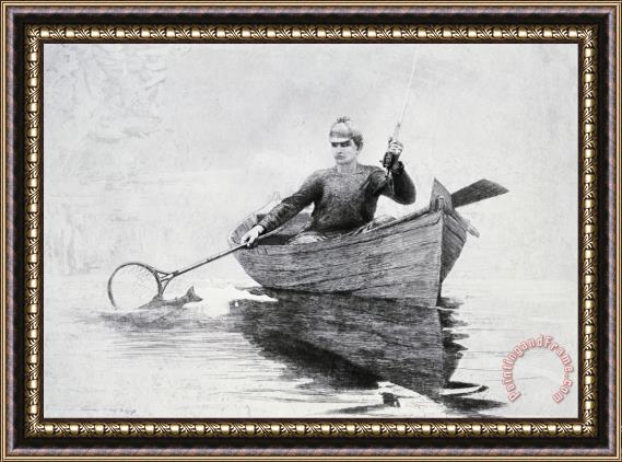 Winslow Homer Fly Fishing, Saranac Lake Framed Painting