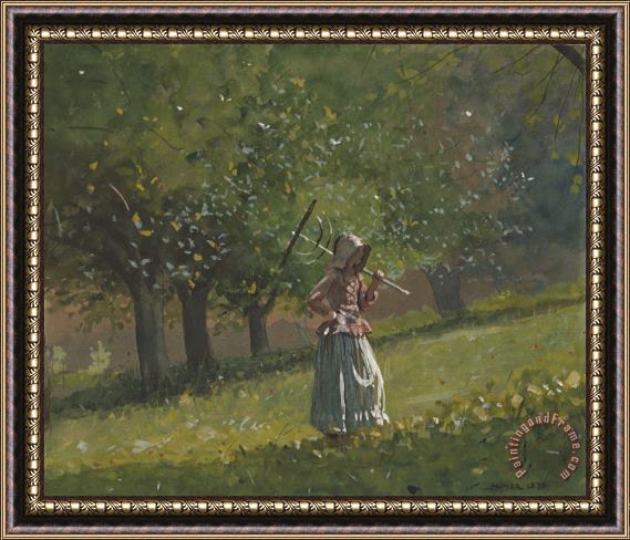 Winslow Homer Girl with Hay Rake Framed Painting