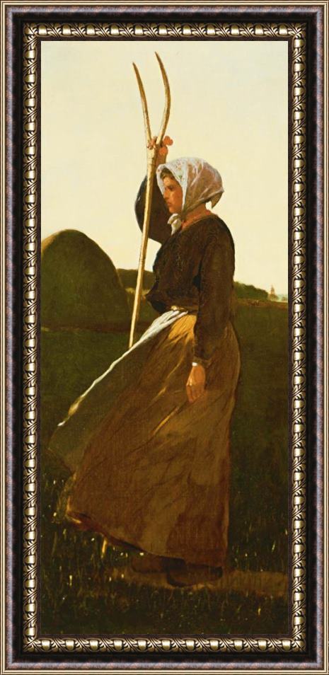 Winslow Homer Girl with Pitchfork Framed Painting
