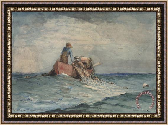 Winslow Homer Hauling in The Nets Framed Print