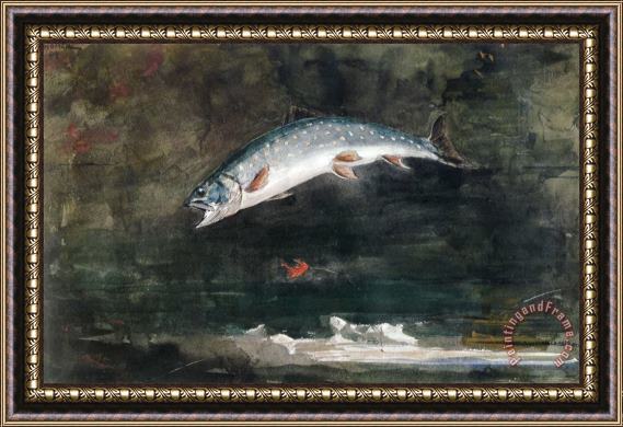Winslow Homer Jumping Trout Framed Painting