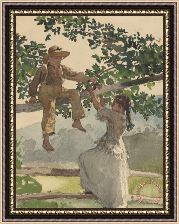 Winslow Homer On The Fence Framed Painting
