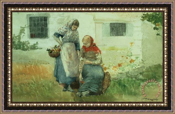 Winslow Homer Picking Flowers Framed Painting