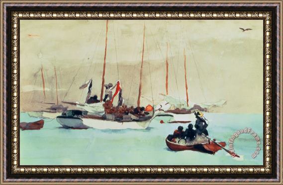Winslow Homer Schooners at Anchor in Key West Framed Painting