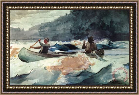 Winslow Homer Shooting The Rapids Framed Print