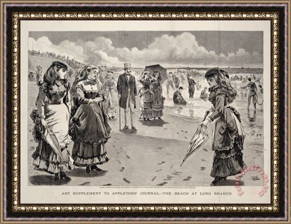 Winslow Homer The Beach at Long Branch, Published As an Art Supplement to Appleton's Journal, August 21, 1869 Framed Print
