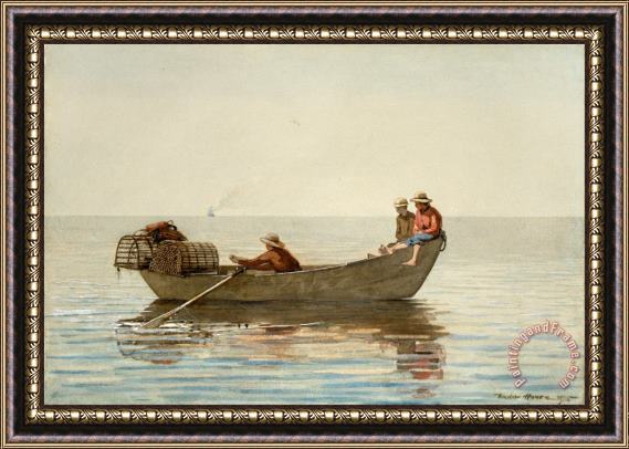 Winslow Homer Three Boys in a Dory with Lobster Pots Framed Painting