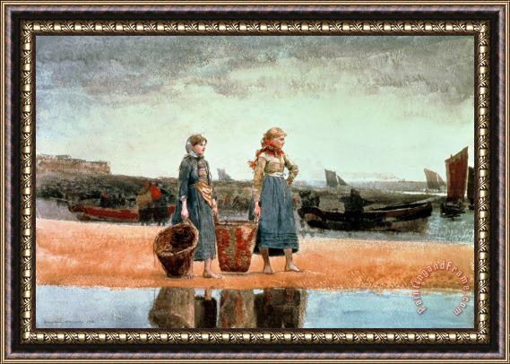 Winslow Homer Two Girls on the Beach Framed Painting