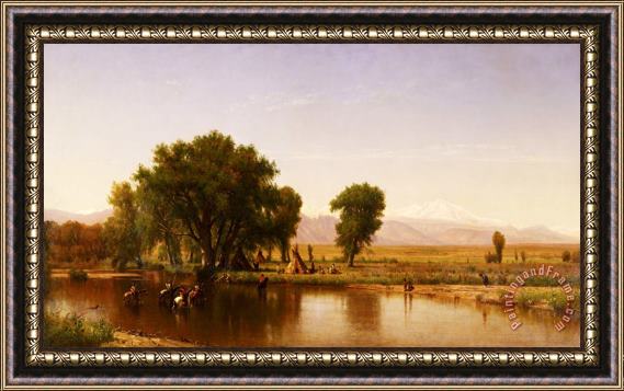Worthington Whittredge Crossing The Ford, Platte River, Colorado Framed Print
