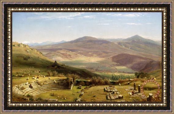Worthington Whittredge The Amphitheatre of Tusculum And Albano Mountains, Rome Framed Painting