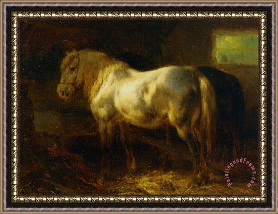 Wouter Verschuur Feeding The Horses in a Stable Framed Print