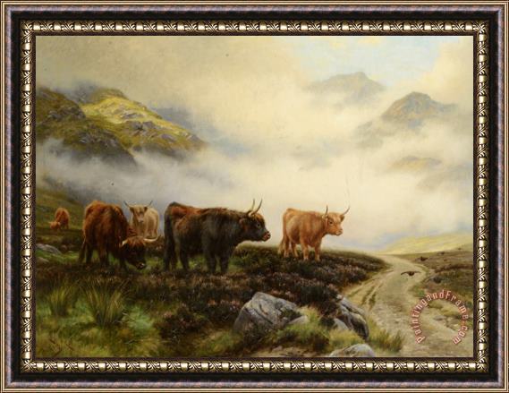 Wright Barker Highland Cattle in a Pass Framed Painting