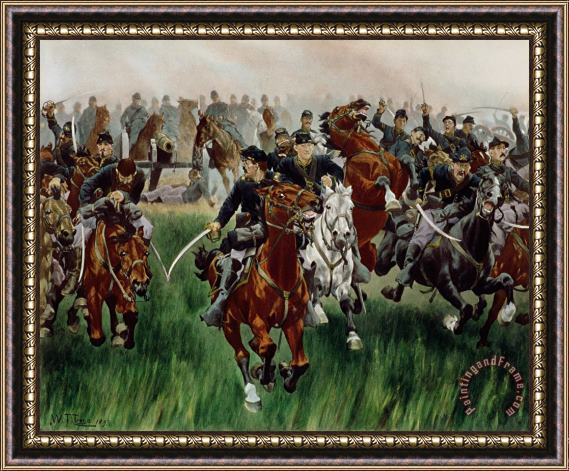 WT Trego The Cavalry Framed Painting