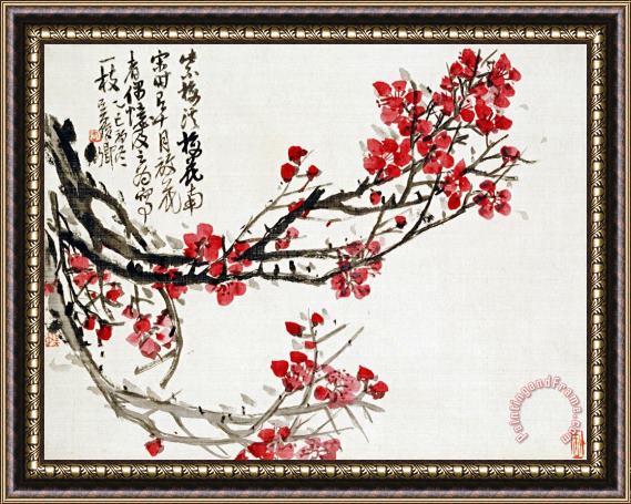 Wu Changshi Plum Blossoms Framed Painting