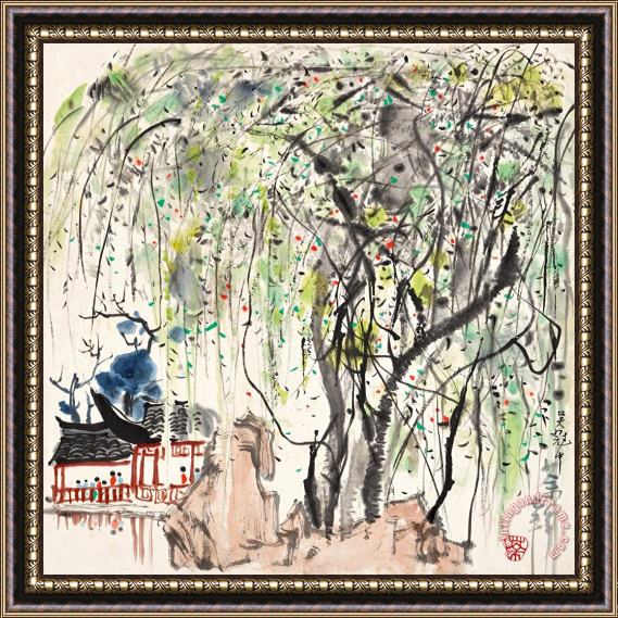 Wu Guanzhong A Garden in Suzhou 蘇州園林, 1975 Framed Painting