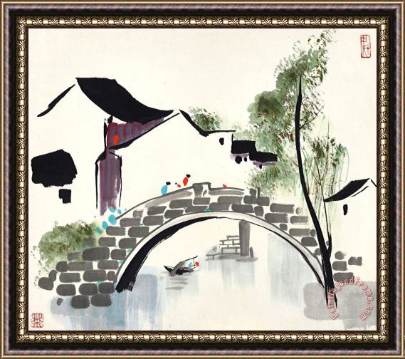 Wu Guanzhong A Stone Bridge in Jiangnan 水鄉石橋, 1985 Framed Painting