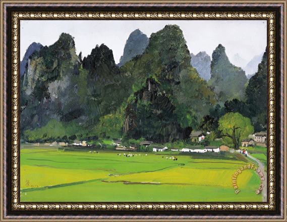 Wu Guanzhong A Village in Guilin, 1978 Framed Print