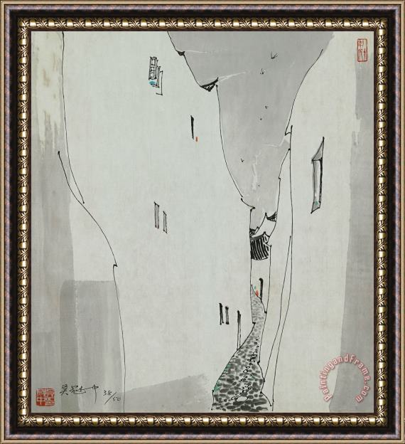 Wu Guanzhong Alley Way Framed Painting