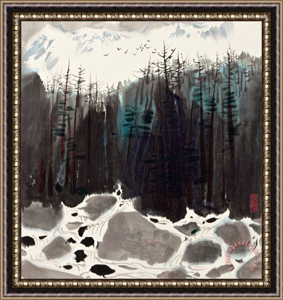 Wu Guanzhong At The Foot of Yulong Mountains Framed Painting