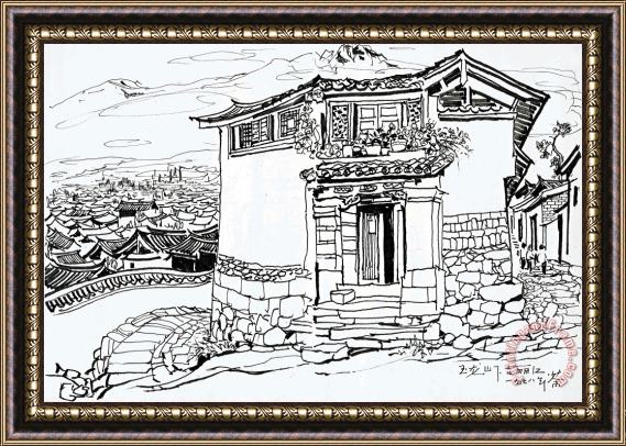 Wu Guanzhong Lijian City at The Foot of The Jade Dragon Mountains, 1978 Framed Print