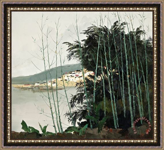 Wu Guanzhong New Bamboos Alongside The Li River Framed Painting