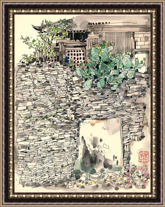 Wu Guanzhong Old Wall in Zhou Zhuang, 1985 Framed Painting