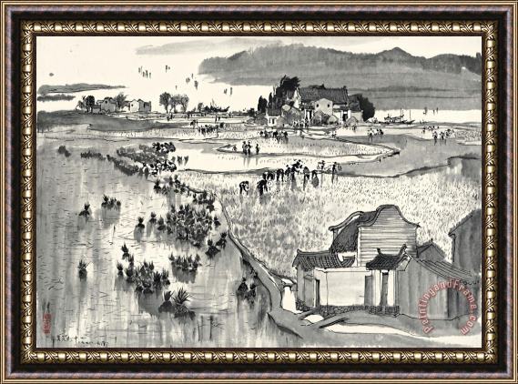 Wu Guanzhong Paddy Fields in Yunnan, 1978 Framed Print